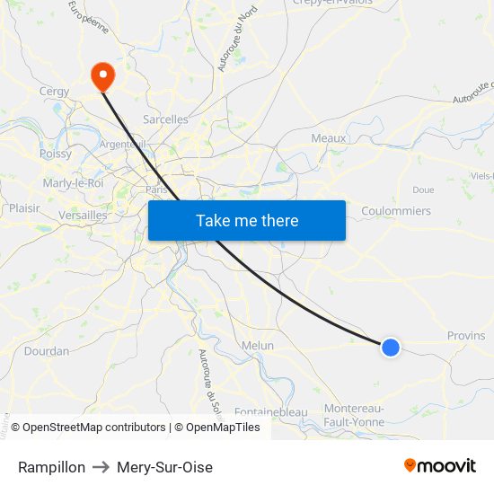 Rampillon to Mery-Sur-Oise map