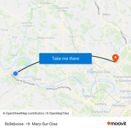 Rolleboise to Mery-Sur-Oise map