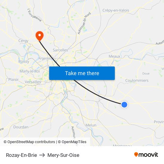 Rozay-En-Brie to Mery-Sur-Oise map