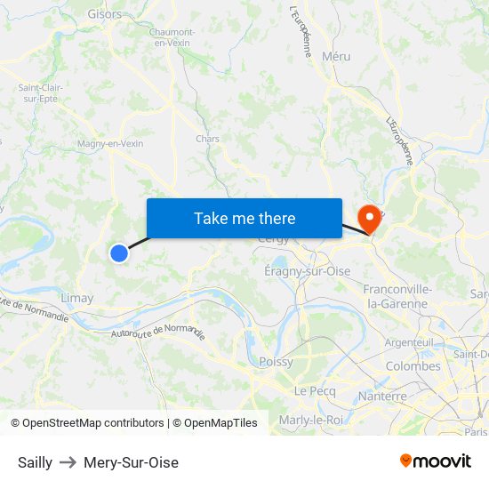 Sailly to Mery-Sur-Oise map