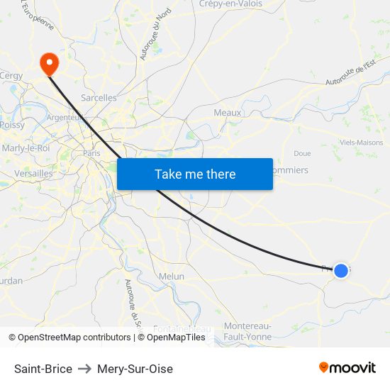 Saint-Brice to Mery-Sur-Oise map