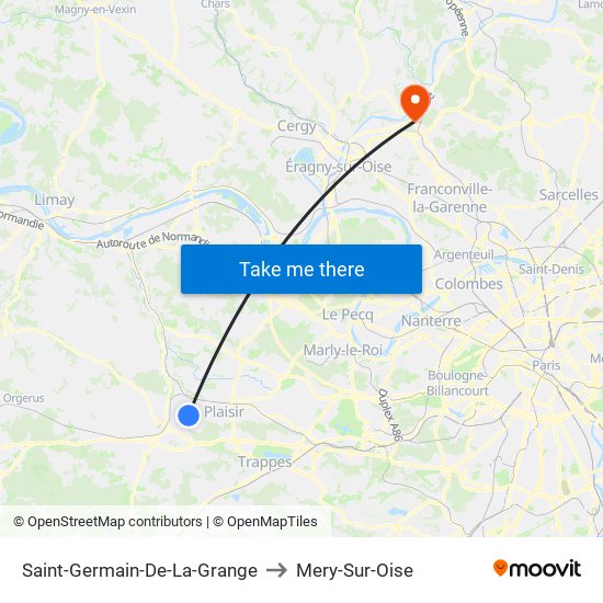 Saint-Germain-De-La-Grange to Mery-Sur-Oise map