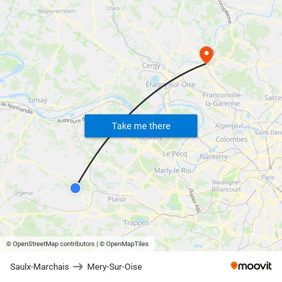 Saulx-Marchais to Mery-Sur-Oise map