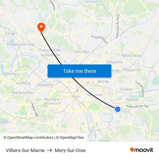Villiers-Sur-Marne to Mery-Sur-Oise map