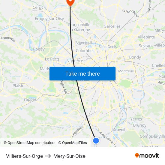 Villiers-Sur-Orge to Mery-Sur-Oise map