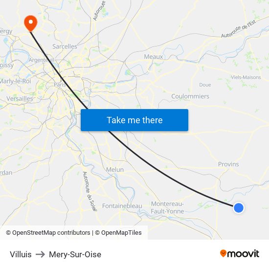 Villuis to Mery-Sur-Oise map