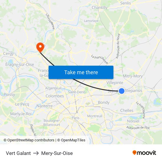 Vert Galant to Mery-Sur-Oise map