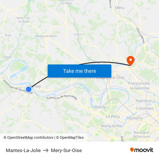 Mantes-La-Jolie to Mery-Sur-Oise map