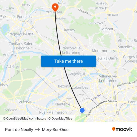 Pont de Neuilly to Mery-Sur-Oise map