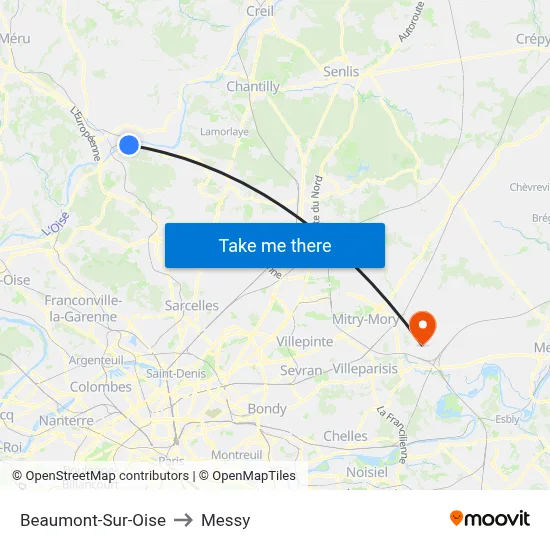 Beaumont-Sur-Oise to Messy map