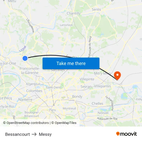 Bessancourt to Messy map