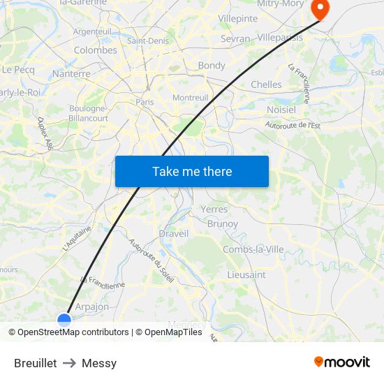 Breuillet to Messy map