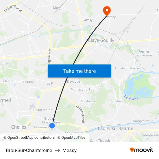 Brou-Sur-Chantereine to Messy map
