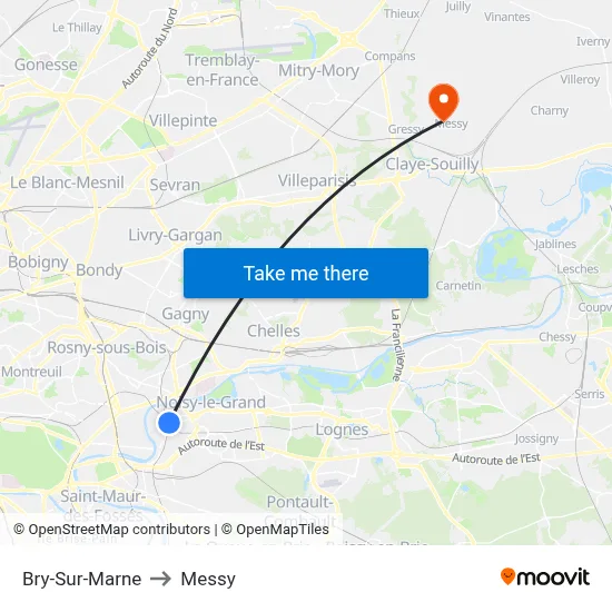 Bry-Sur-Marne to Messy map