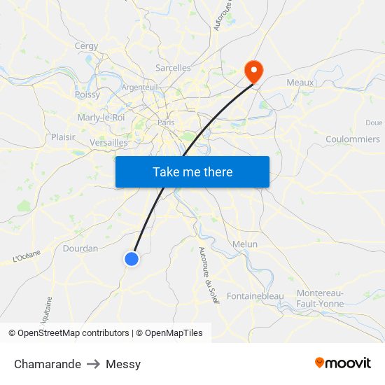 Chamarande to Messy map