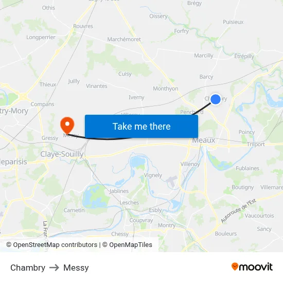 Chambry to Messy map