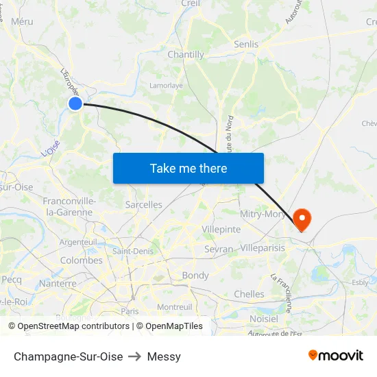 Champagne-Sur-Oise to Messy map