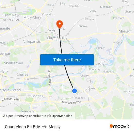 Chanteloup-En-Brie to Messy map