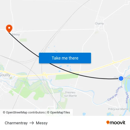Charmentray to Messy map
