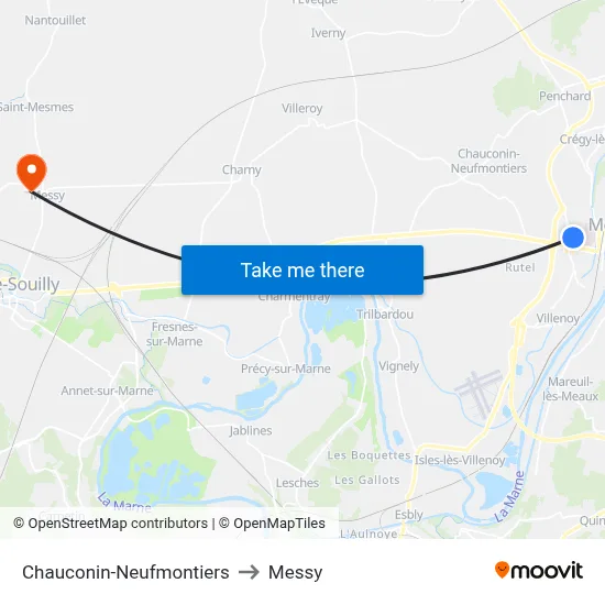 Chauconin-Neufmontiers to Messy map