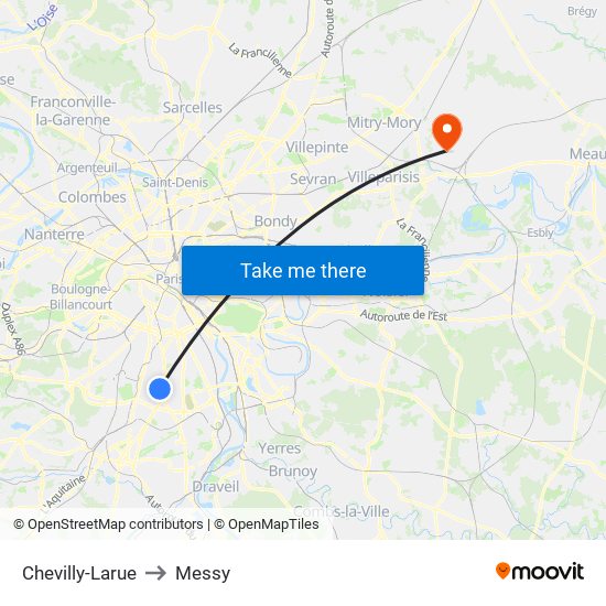 Chevilly-Larue to Messy map