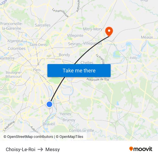 Choisy-Le-Roi to Messy map