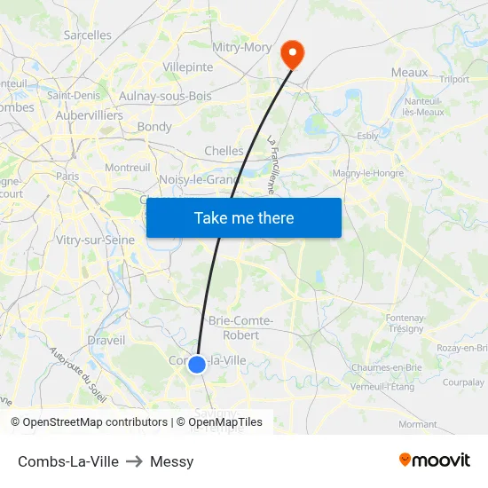 Combs-La-Ville to Messy map