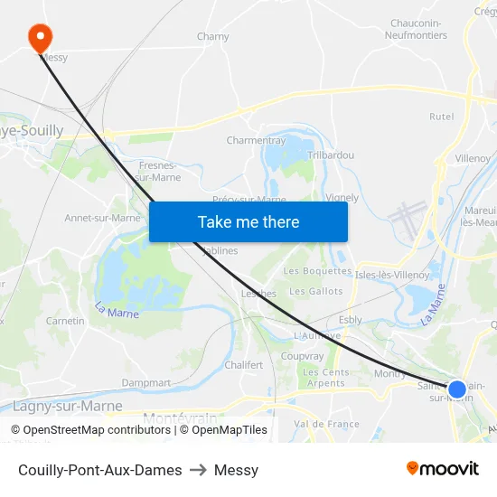 Couilly-Pont-Aux-Dames to Messy map