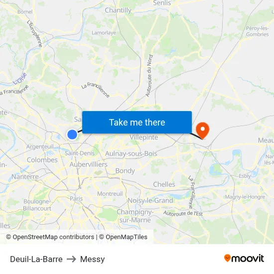 Deuil-La-Barre to Messy map