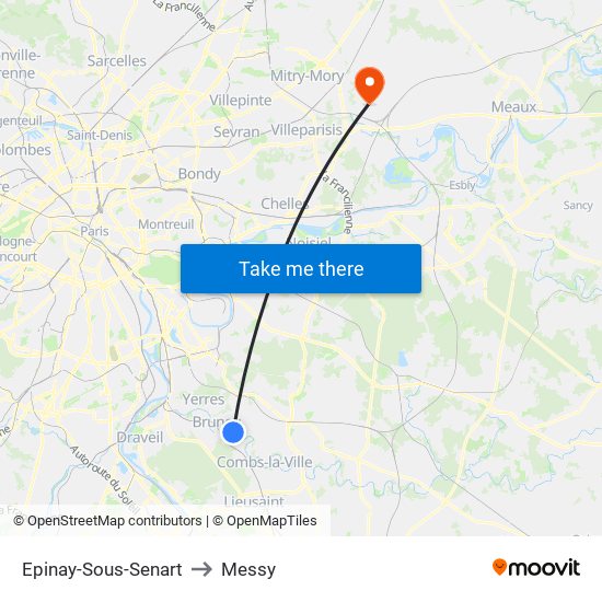 Epinay-Sous-Senart to Messy map