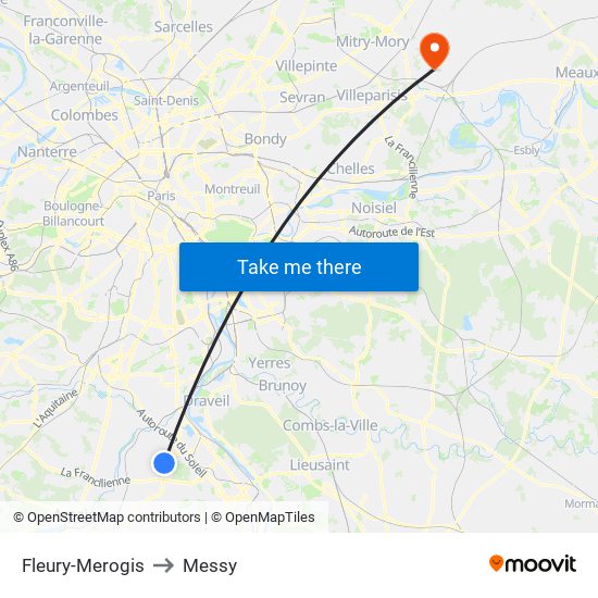 Fleury-Merogis to Messy map