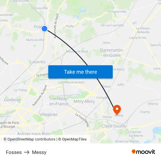 Fosses to Messy map
