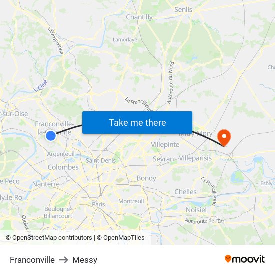 Franconville to Messy map