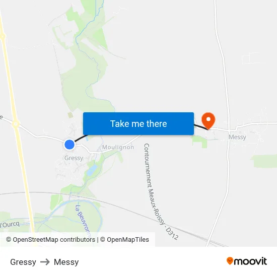 Gressy to Messy map