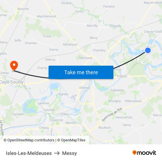 Isles-Les-Meldeuses to Messy map