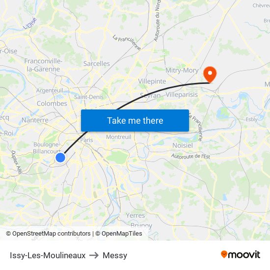 Issy-Les-Moulineaux to Messy map