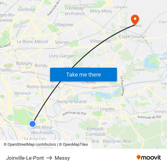 Joinville-Le-Pont to Messy map