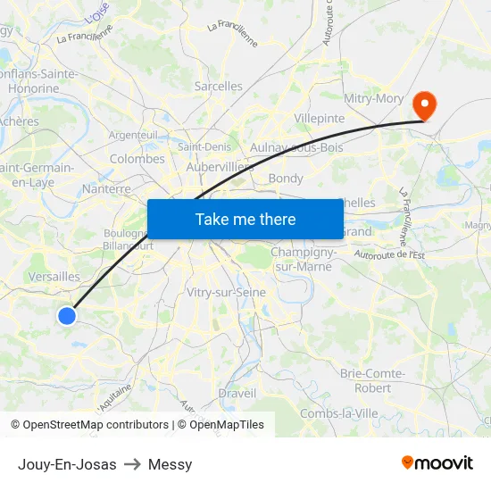 Jouy-En-Josas to Messy map