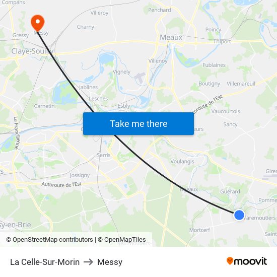 La Celle-Sur-Morin to Messy map