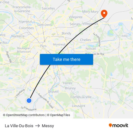 La Ville-Du-Bois to Messy map