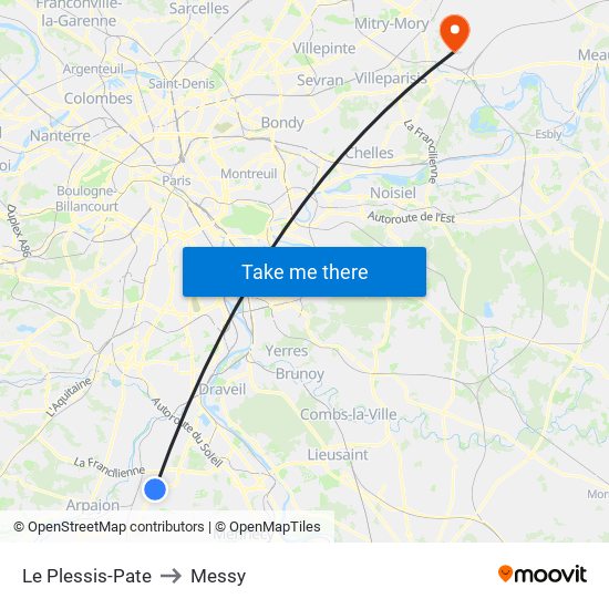 Le Plessis-Pate to Messy map