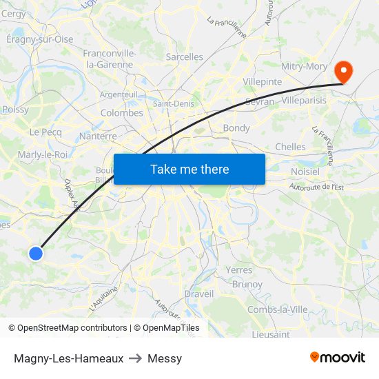 Magny-Les-Hameaux to Messy map