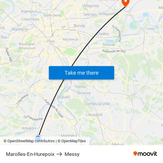 Marolles-En-Hurepoix to Messy map