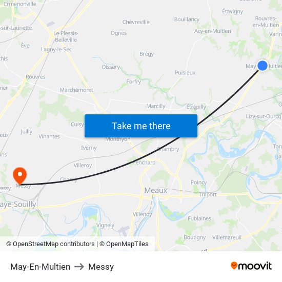 May-En-Multien to Messy map