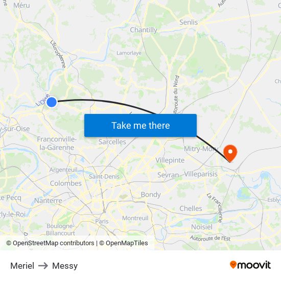 Meriel to Messy map