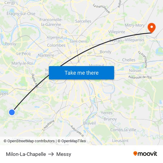 Milon-La-Chapelle to Messy map