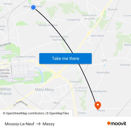 Moussy-Le-Neuf to Messy map