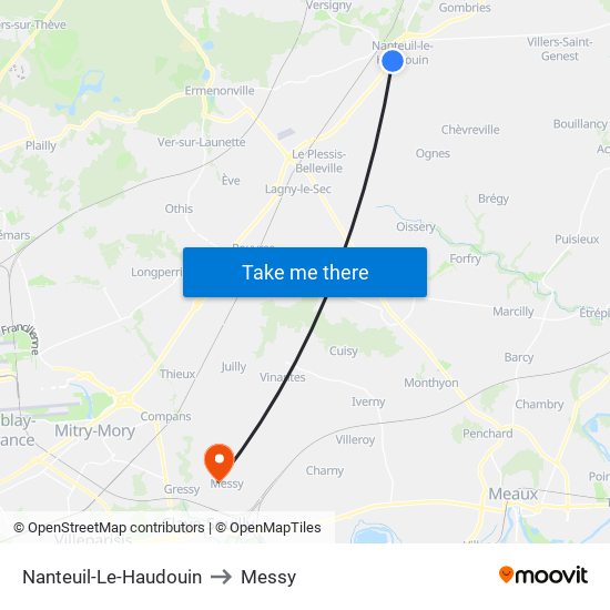 Nanteuil-Le-Haudouin to Messy map