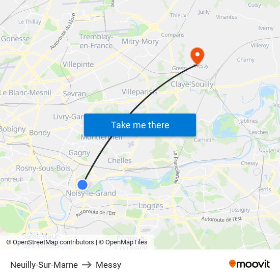 Neuilly-Sur-Marne to Messy map