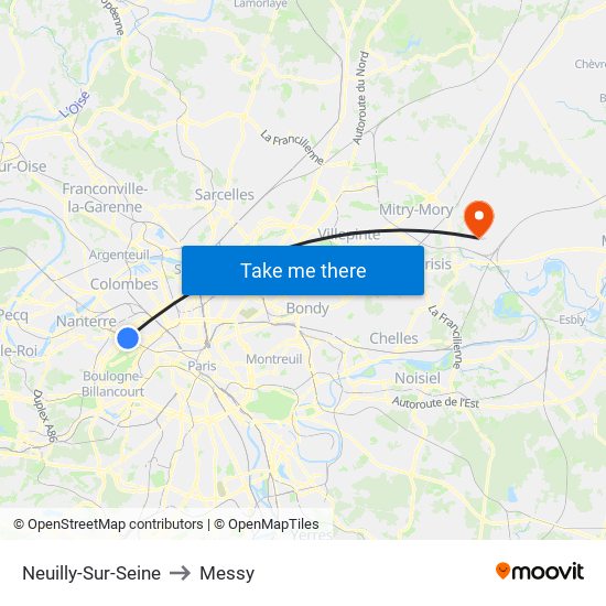 Neuilly-Sur-Seine to Messy map